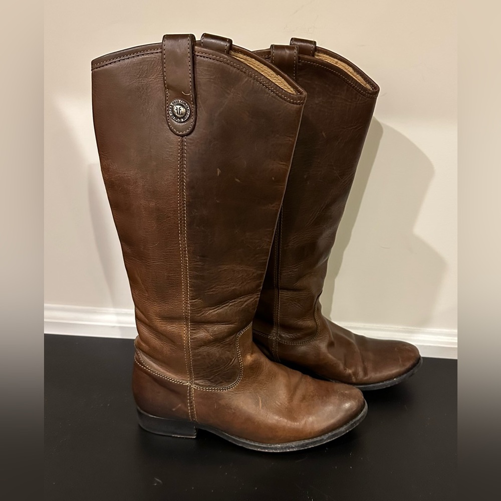 FRYE Size 7.5 Brown Rustic Leather Knee Boots R $378